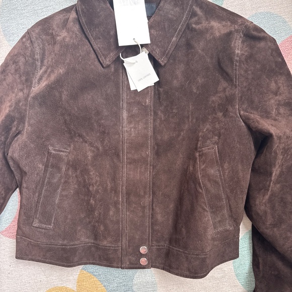 ZARA SUEDE LEATHER BOMBER JACKET WITH POCKETS - Picture 12 of 12